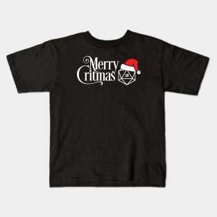 Merry Critmas Santa Hat D20 Kids T-Shirt